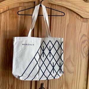 Margaux Cream and Navy Geometric Tote NWOT